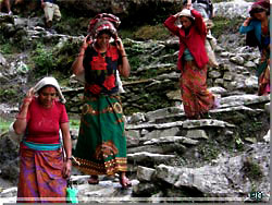 Nepal. Muntre kvinder p vej [Klik for et strre billede]