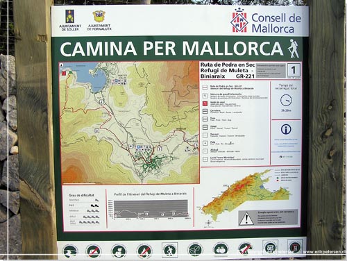 Mallorca. Consell de Mallorca str bag skiltningen af de mange vandrestier