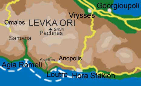 Kort over Vestkreta omkring Loutro